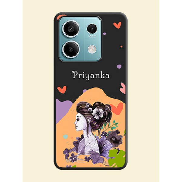 Namecase For Her With Fancy Lady Image On Space Black Personalized Soft Matte Phone Covers - Poco X6 Neo 5G Namecase For Her With Fancy Lady Image On Space Black Personalized Soft Matte Phone Covers - Poco X6 Neo 5G