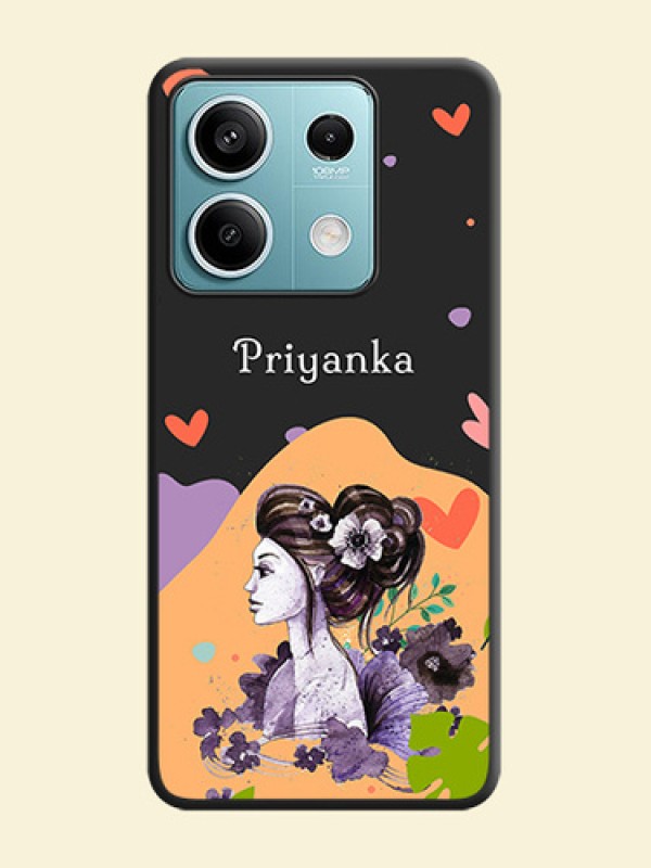 Namecase For Her With Fancy Lady Image On Space Black Personalized Soft Matte Phone Covers - Poco X6 Neo 5G