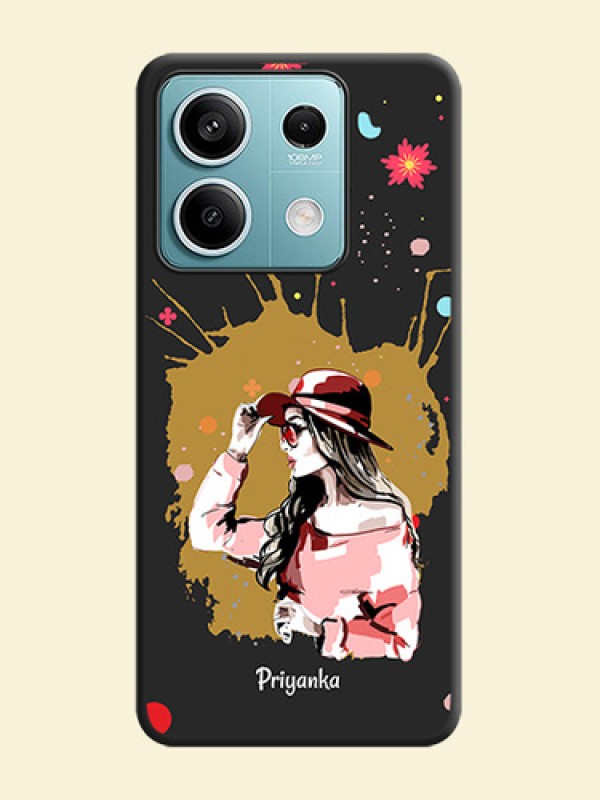 Mordern Lady With Color Splash Background With Custom Text On Space Black Personalized Soft Matte Phone Covers - Poco X6 Neo 5G