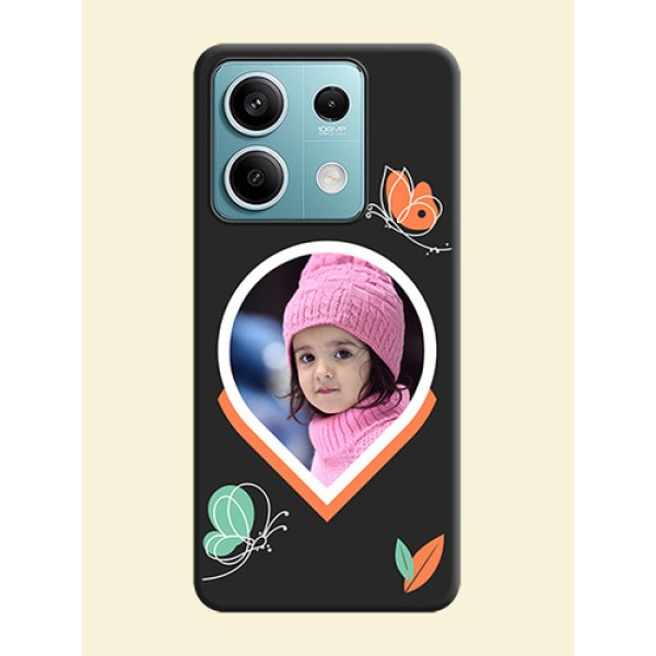 Upload Pic With Simple Butterly Design On Space Black Personalized Soft Matte Phone Covers - Poco X6 Neo 5G Upload Pic With Simple Butterly Design On Space Black Personalized Soft Matte Phone Covers - Poco X6 Neo 5G