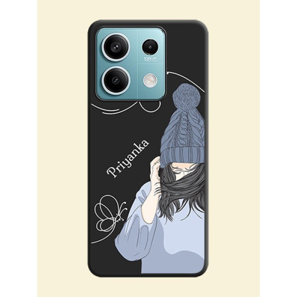 Girl With Blue Winter Outfiit Custom Text Design On Space Black Personalized Soft Matte Phone Covers - Poco X6 Neo 5G Girl With Blue Winter Outfiit Custom Text Design On Space Black Personalized Soft Matte Phone Covers - Poco X6 Neo 5G
