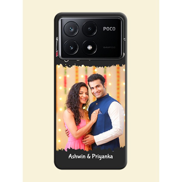 Pink Love Hangings with Name on Space Black Custom Soft Matte Phone Cases - Poco X6 Pro 5G Pink Love Hangings with Name on Space Black Custom Soft Matte Phone Cases - Poco X6 Pro 5G