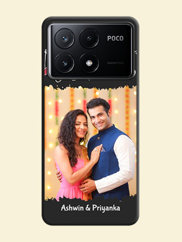 Pink Love Hangings with Name on Space Black Custom Soft Matte Phone Cases - Poco X6 Pro 5G