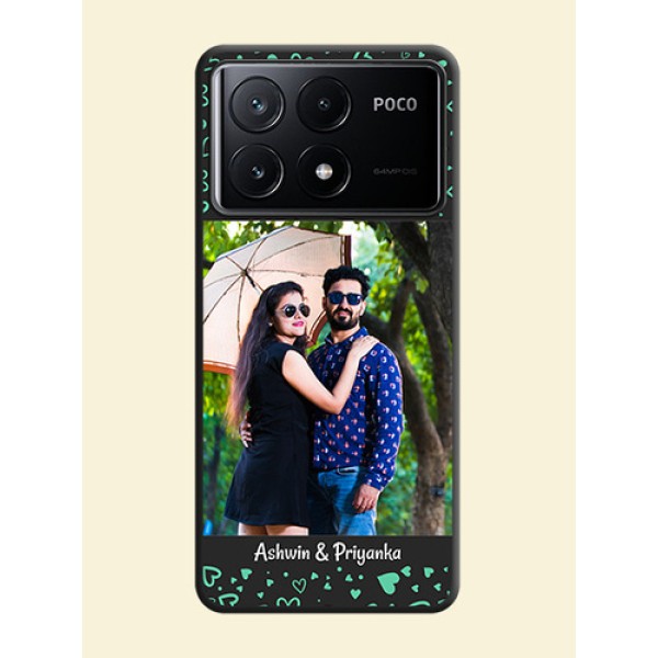 Sea Green Indefinite Love Pattern - Photo on Space Black Soft Matte Mobile Cover - Poco X6 Pro 5G Sea Green Indefinite Love Pattern - Photo on Space Black Soft Matte Mobile Cover - Poco X6 Pro 5G