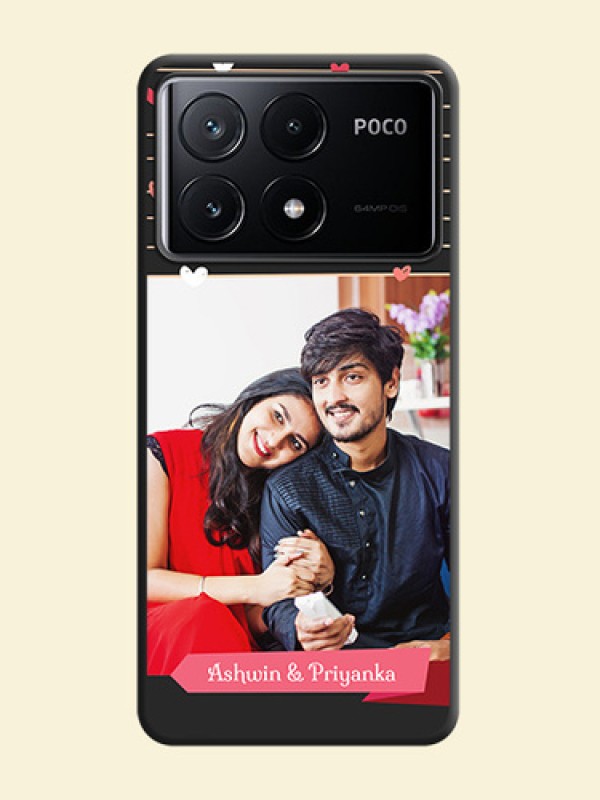 Love Pattern with Name on Pink Ribbon - Photo on Space Black Soft Matte Back Cover - Poco X6 Pro 5G