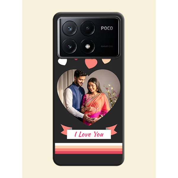 Love Shaped Photo with Colorful Stripes on Personalised Space Black Soft Matte Cases - Poco X6 Pro 5G Love Shaped Photo with Colorful Stripes on Personalised Space Black Soft Matte Cases - Poco X6 Pro 5G