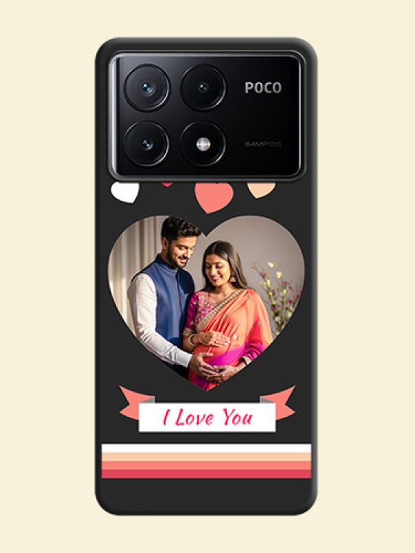 Love Shaped Photo with Colorful Stripes on Personalised Space Black Soft Matte Cases - Poco X6 Pro 5G