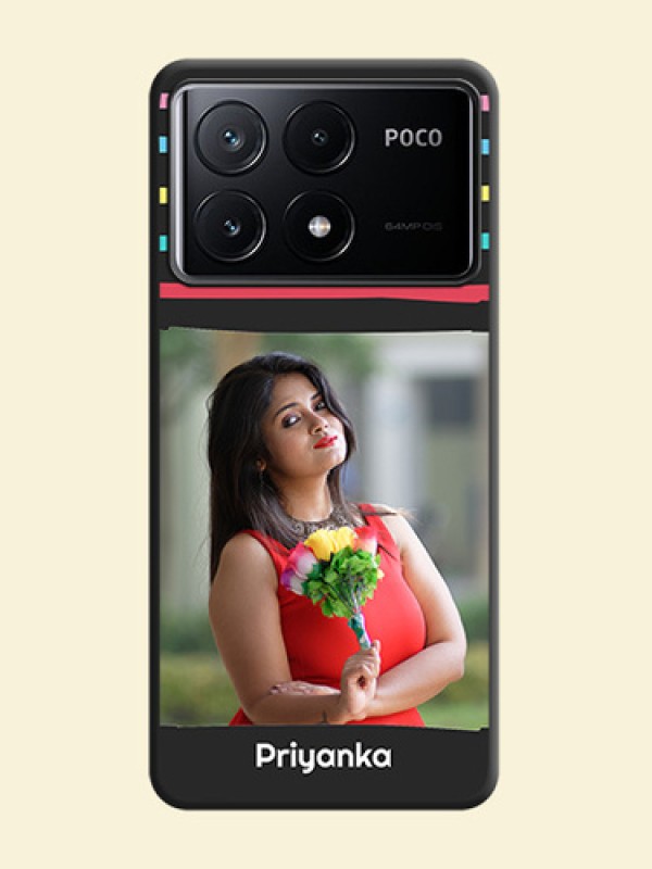 Multicolor Lines with Image on Space Black Personalized Soft Matte Phone Covers - Poco X6 Pro 5G