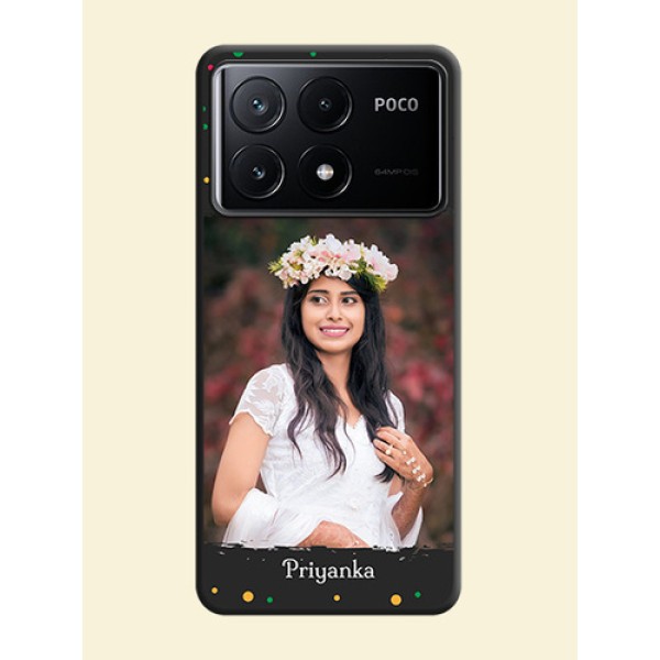 Multicolor Dotted Pattern with Text on Space Black Custom Soft Matte Phone Back Cover - Poco X6 Pro 5G Multicolor Dotted Pattern with Text on Space Black Custom Soft Matte Phone Back Cover - Poco X6 Pro 5G