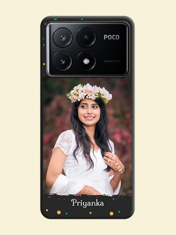 Multicolor Dotted Pattern with Text on Space Black Custom Soft Matte Phone Back Cover - Poco X6 Pro 5G