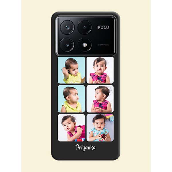 Floral Art with 6 Image Holder - Photo on Space Black Soft Matte Mobile Case - Poco X6 Pro 5G Floral Art with 6 Image Holder - Photo on Space Black Soft Matte Mobile Case - Poco X6 Pro 5G