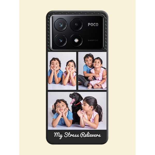 Cross Dotted Pattern with 2 Image Holder on Personalised Space Black Soft Matte Cases - Poco X6 Pro 5G Cross Dotted Pattern with 2 Image Holder on Personalised Space Black Soft Matte Cases - Poco X6 Pro 5G