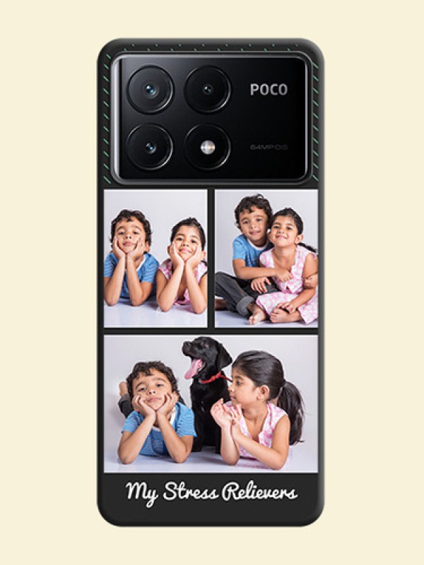 Cross Dotted Pattern with 2 Image Holder on Personalised Space Black Soft Matte Cases - Poco X6 Pro 5G