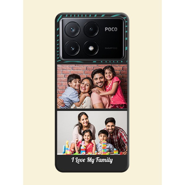 Wave Pattern with 2 Image Holder on Space Black Personalized Soft Matte Phone Covers - Poco X6 Pro 5G Wave Pattern with 2 Image Holder on Space Black Personalized Soft Matte Phone Covers - Poco X6 Pro 5G
