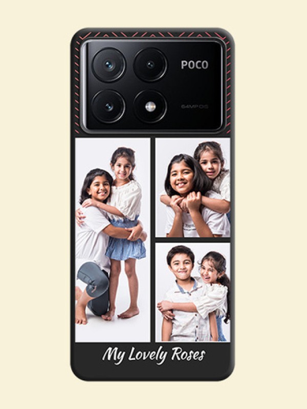 Wave Pattern with 3 Image Holder on Space Black Custom Soft Matte Back Cover - Poco X6 Pro 5G
