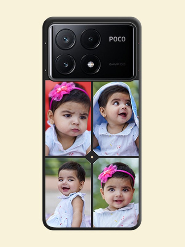 Multicolor Dotted Pattern with 4 Image Holder on Space Black Custom Soft Matte Phone Cases - Poco X6 Pro 5G