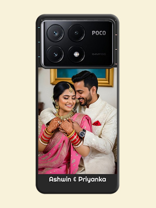 Line Pattern Design with Text on Space Black Custom Soft Matte Phone Back Cover - Poco X6 Pro 5G
