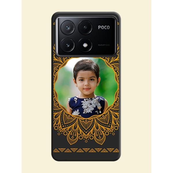 Round Image with Floral Design - Photo on Space Black Soft Matte Mobile Cover - Poco X6 Pro 5G Round Image with Floral Design - Photo on Space Black Soft Matte Mobile Cover - Poco X6 Pro 5G