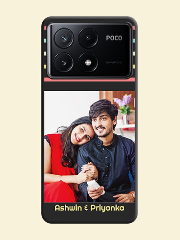 Color Stripes with Photo and Text - Photo on Space Black Soft Matte Mobile Case - Poco X6 Pro 5G