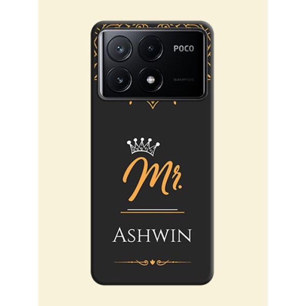 Mr Name with Floral Design on Personalised Space Black Soft Matte Cases - Poco X6 Pro 5G Mr Name with Floral Design on Personalised Space Black Soft Matte Cases - Poco X6 Pro 5G