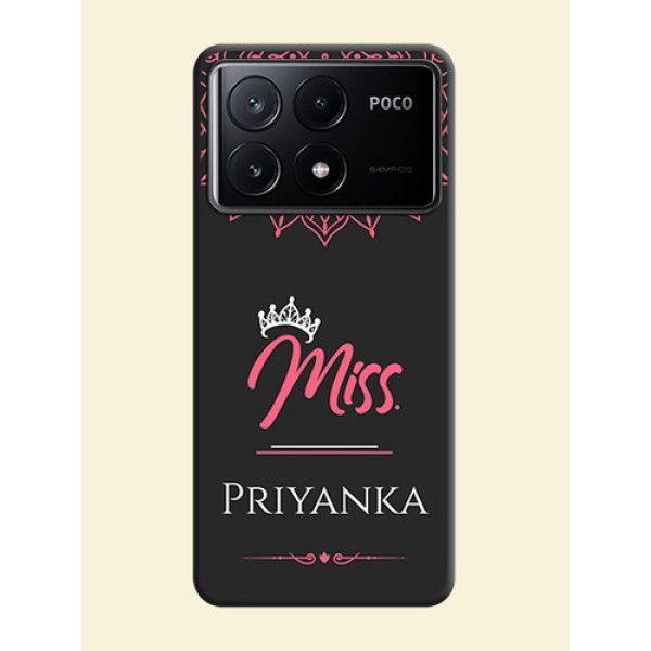 Mrs Name with Floral Design on Space Black Personalized Soft Matte Phone Covers - Poco X6 Pro 5G Mrs Name with Floral Design on Space Black Personalized Soft Matte Phone Covers - Poco X6 Pro 5G