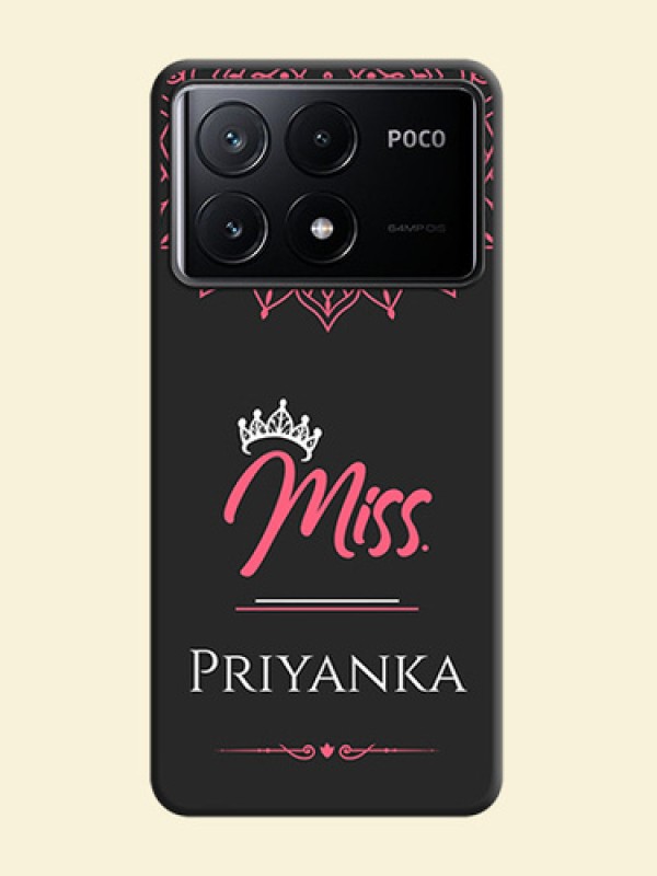 Mrs Name with Floral Design on Space Black Personalized Soft Matte Phone Covers - Poco X6 Pro 5G