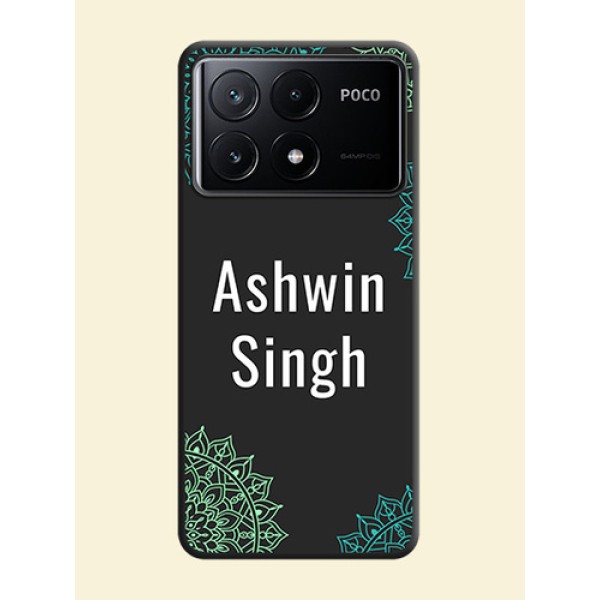 Your Name with Floral Design on Space Black Custom Soft Matte Back Cover - Poco X6 Pro 5G Your Name with Floral Design on Space Black Custom Soft Matte Back Cover - Poco X6 Pro 5G
