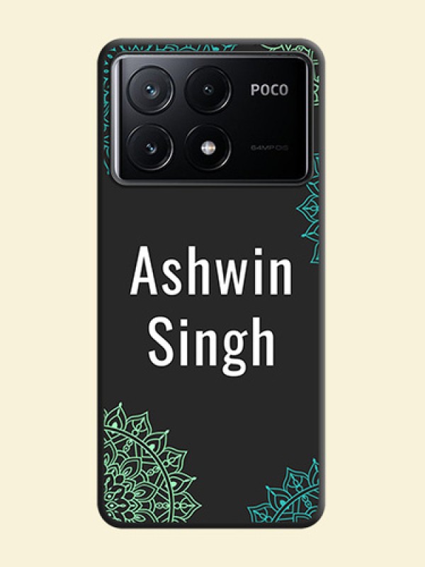 Your Name with Floral Design on Space Black Custom Soft Matte Back Cover - Poco X6 Pro 5G