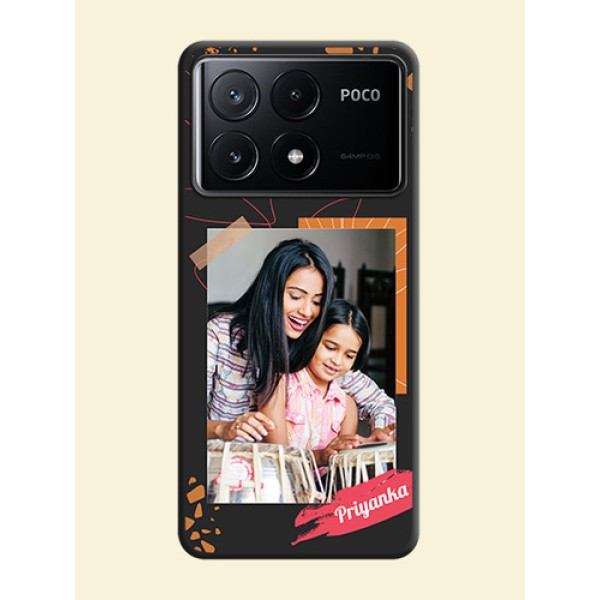 Orange Photo Frame on Space Black Custom Soft Matte Phone Back Cover - Poco X6 Pro 5G Orange Photo Frame on Space Black Custom Soft Matte Phone Back Cover - Poco X6 Pro 5G