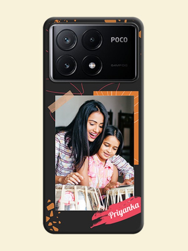 Orange Photo Frame on Space Black Custom Soft Matte Phone Back Cover - Poco X6 Pro 5G