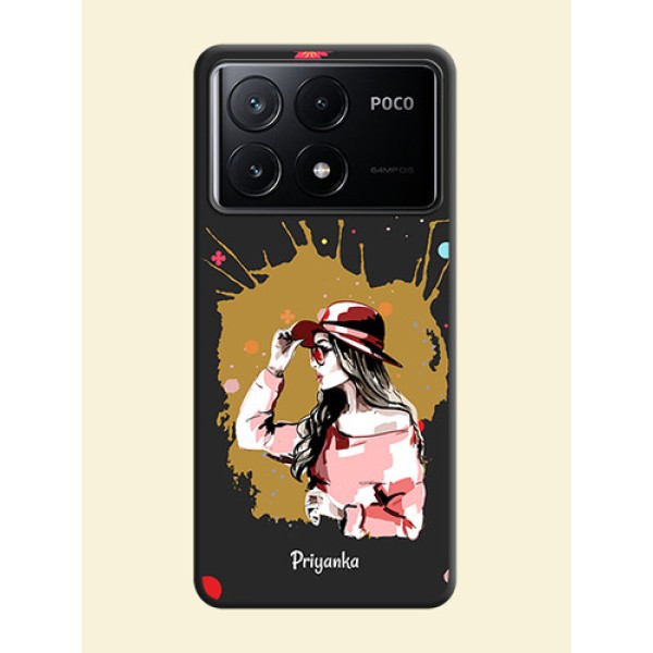 Mordern Lady With Color Splash Background With Custom Text On Space Black Personalized Soft Matte Phone Covers - Poco X6 Pro 5G Mordern Lady With Color Splash Background With Custom Text On Space Black Personalized Soft Matte Phone Covers - Poco X6 Pro 5G