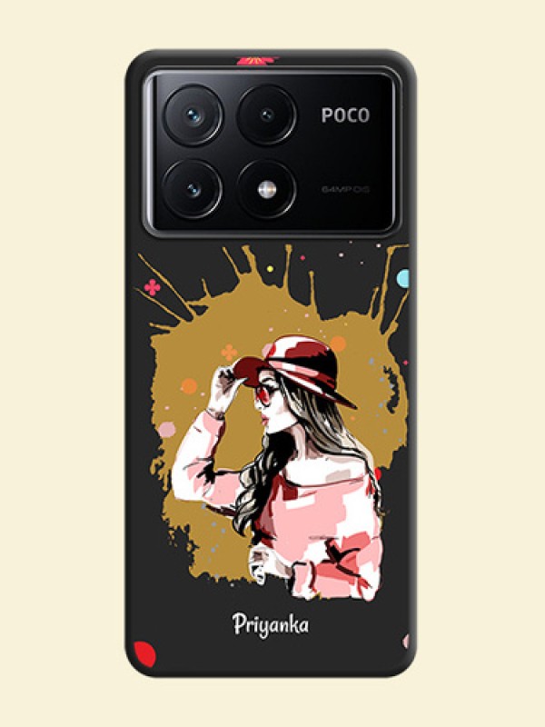 Mordern Lady With Color Splash Background With Custom Text On Space Black Personalized Soft Matte Phone Covers - Poco X6 Pro 5G