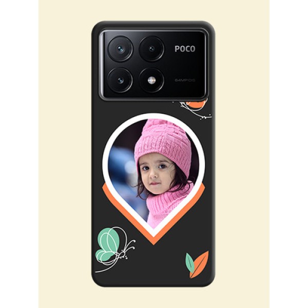 Upload Pic With Simple Butterly Design On Space Black Personalized Soft Matte Phone Covers - Poco X6 Pro 5G Upload Pic With Simple Butterly Design On Space Black Personalized Soft Matte Phone Covers - Poco X6 Pro 5G
