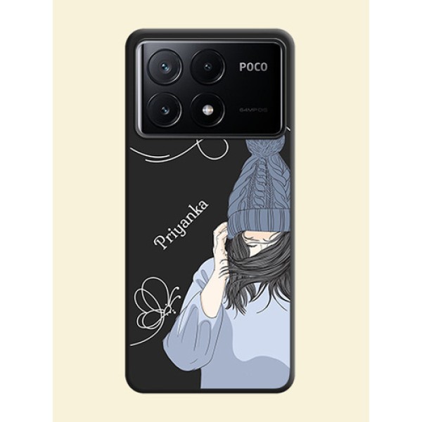 Girl With Blue Winter Outfiit Custom Text Design On Space Black Personalized Soft Matte Phone Covers - Poco X6 Pro 5G Girl With Blue Winter Outfiit Custom Text Design On Space Black Personalized Soft Matte Phone Covers - Poco X6 Pro 5G