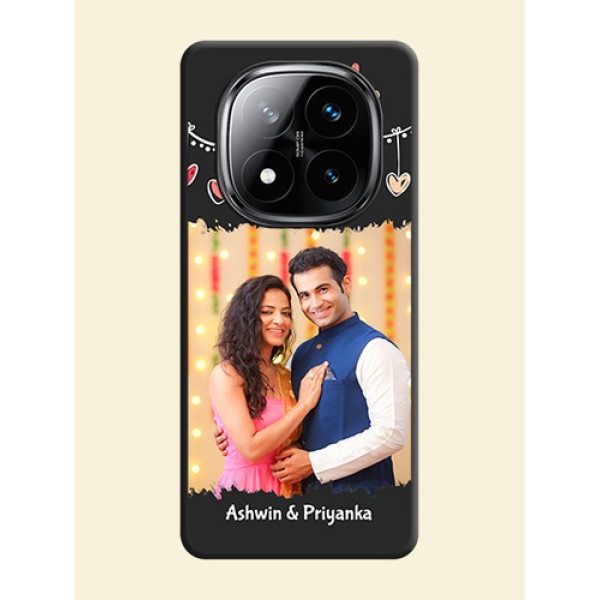 Pink Love Hangings with Name On Space Black Custom Soft Matte Mobile Back Cover - Poco X7 5G