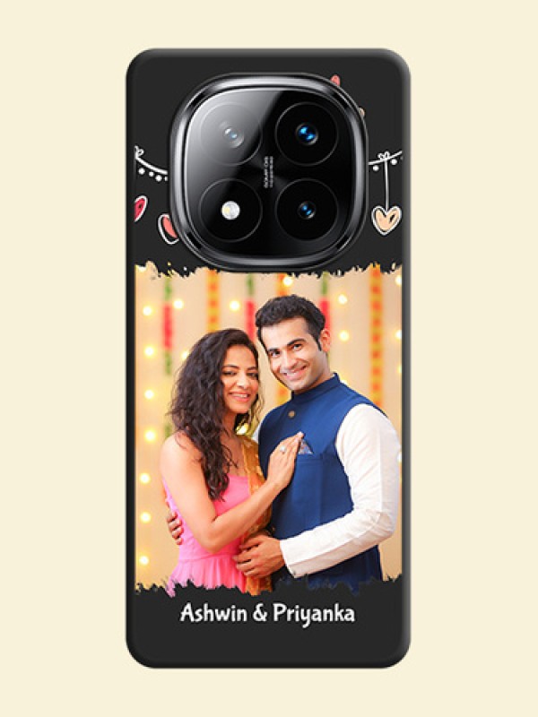 Pink Love Hangings with Name On Space Black Custom Soft Matte Mobile Back Cover - Poco X7 5G