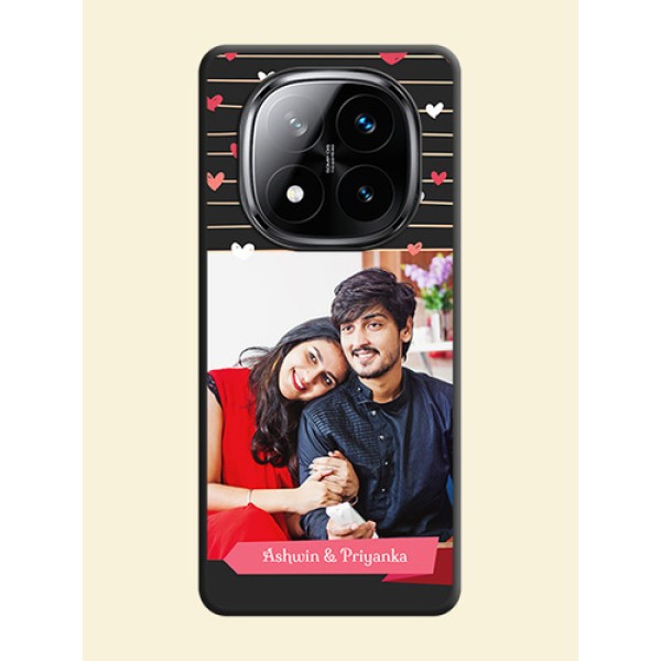 Love Pattern with Name on Pink Ribbon on Photo On Space Black Custom Soft Matte Mobile Back Cover - Poco X7 5G Love Pattern with Name on Pink Ribbon on Photo On Space Black Custom Soft Matte Mobile Back Cover - Poco X7 5G