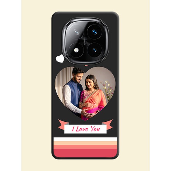Love Shaped Photo with Colorful Stripes On Space Black Custom Soft Matte Mobile Back Cover - Poco X7 5G Love Shaped Photo with Colorful Stripes On Space Black Custom Soft Matte Mobile Back Cover - Poco X7 5G