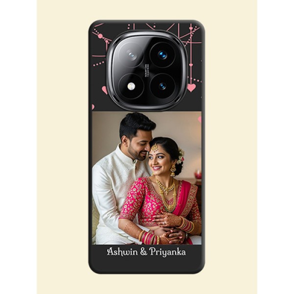 Pink Love Hangings with Text On Space Black Custom Soft Matte Mobile Back Cover - Poco X7 5G