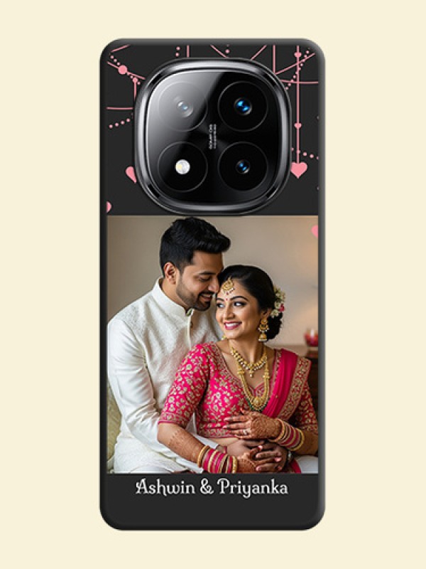 Pink Love Hangings with Text On Space Black Custom Soft Matte Mobile Back Cover - Poco X7 5G