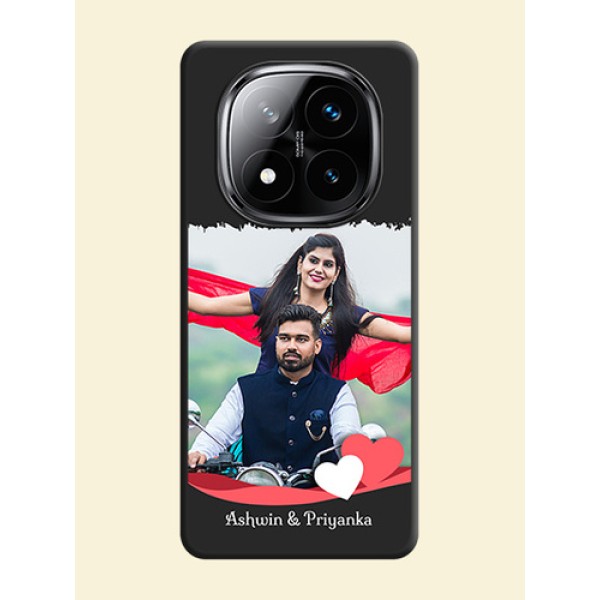 Pin Color Love Shaped Ribbon Design with Text On Space Black Custom Soft Matte Mobile Back Cover - Poco X7 5G Pin Color Love Shaped Ribbon Design with Text On Space Black Custom Soft Matte Mobile Back Cover - Poco X7 5G