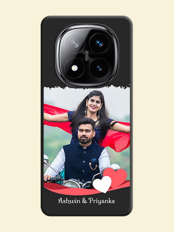 Pin Color Love Shaped Ribbon Design with Text On Space Black Custom Soft Matte Mobile Back Cover - Poco X7 5G