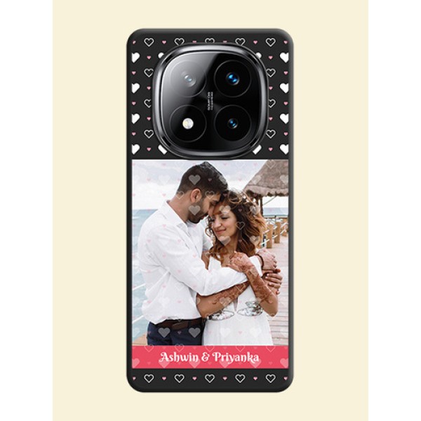 White Color Love Symbols with Text Design on Photo On Space Black Custom Soft Matte Mobile Back Cover - Poco X7 5G