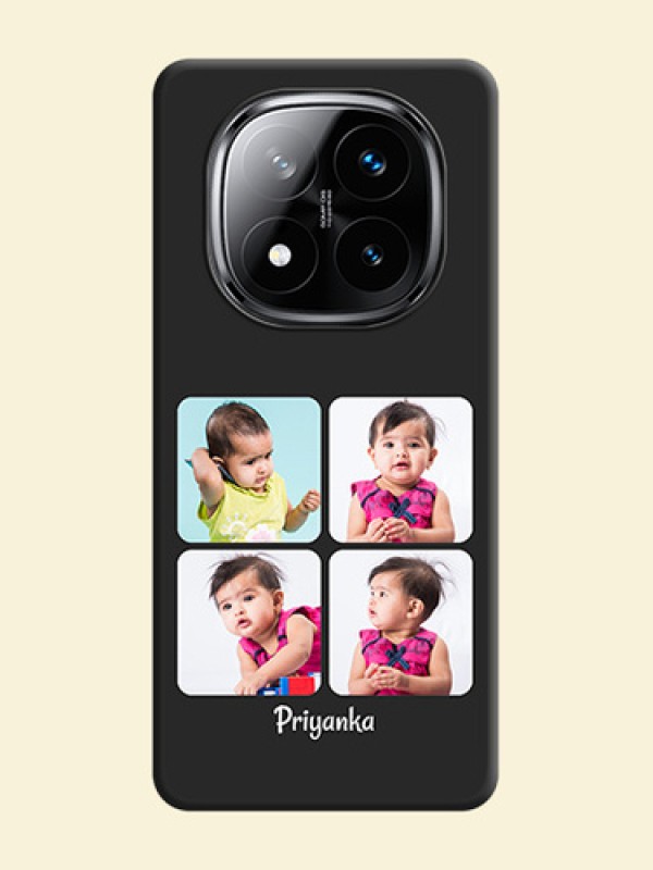Floral Art with 6 Image Holder on Photo On Space Black Custom Soft Matte Mobile Back Cover - Poco X7 5G