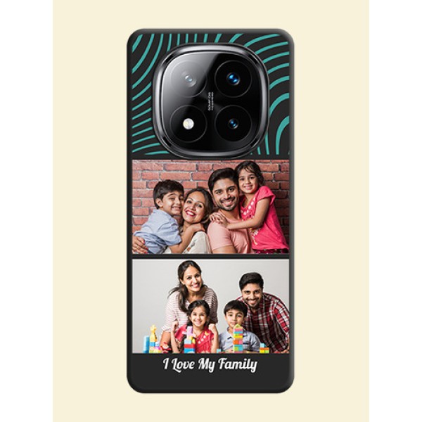 Wave Pattern with 2 Image Holder On Space Black Custom Soft Matte Mobile Back Cover - Poco X7 5G Wave Pattern with 2 Image Holder On Space Black Custom Soft Matte Mobile Back Cover - Poco X7 5G