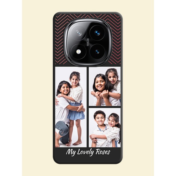 Wave Pattern with 3 Image Holder On Space Black Custom Soft Matte Mobile Back Cover - Poco X7 5G