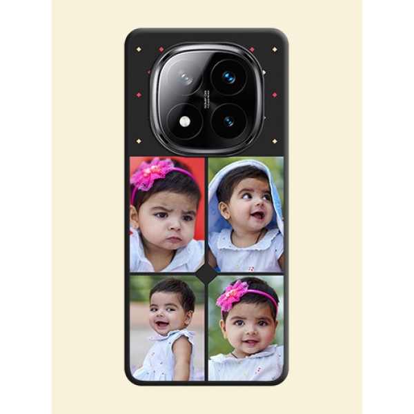 Multicolor Dotted Pattern with 4 Image Holder On Space Black Custom Soft Matte Mobile Back Cover - Poco X7 5G Multicolor Dotted Pattern with 4 Image Holder On Space Black Custom Soft Matte Mobile Back Cover - Poco X7 5G