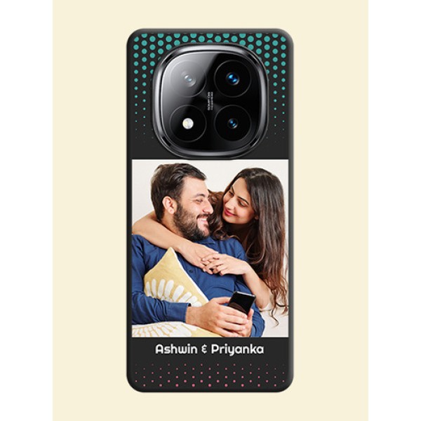 Faded Dots with Grunge Photo Frame and Text On Space Black Custom Soft Matte Mobile Back Cover - Poco X7 5G Faded Dots with Grunge Photo Frame and Text On Space Black Custom Soft Matte Mobile Back Cover - Poco X7 5G