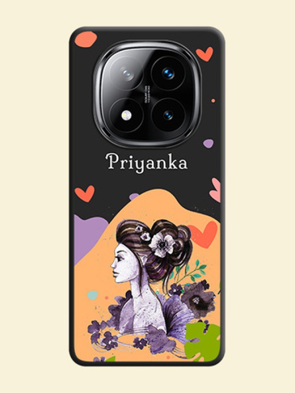 Namecase For Her With Fancy Lady Image On Space Black Custom Soft Matte Mobile Back Cover - Poco X7 5G