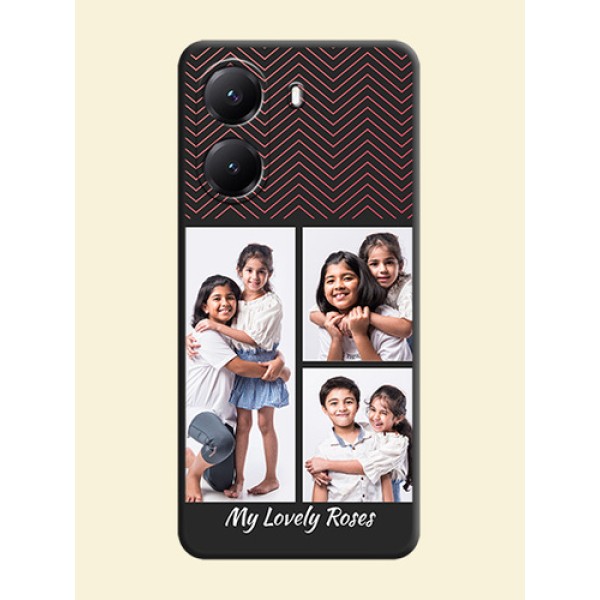 Wave Pattern with 3 Image Holder On Space Black Custom Soft Matte Mobile Back Cover - Poco X7 Pro 5G